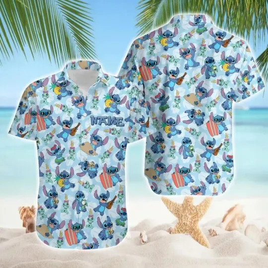 Discover Personalized Stitch Pineapple Summer Beach Lilo Stitch Ohana Hawaiian Shirt