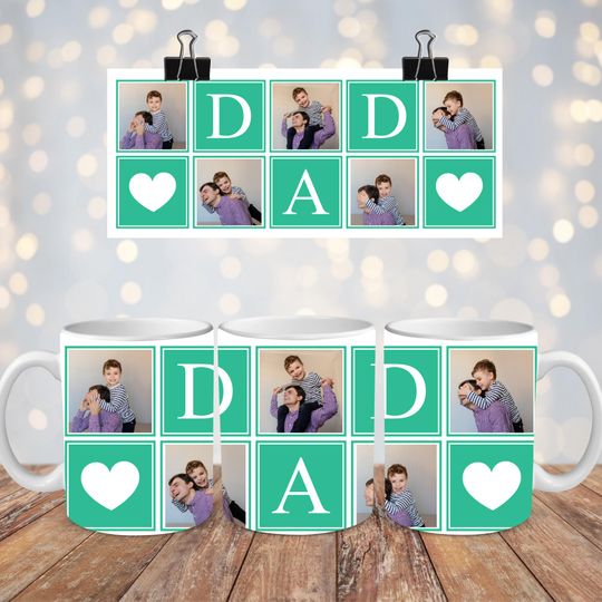 Custom Photo Mug, Mug Template, We Love You Dad Mug, Dad Love Mug, Father's Day Mug, Dad Coffee Mug, 11oz and 15oz Mug, Mug Sublimation