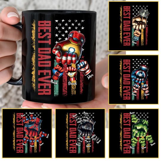 Custom Super Dad Fist Bump Up to 6 Kids Mug Wrap, Dad 11oz Mug Template, Dad 11oz Mug  , Fathers Day Mug Sublimation Design, Dad Mug Wrap