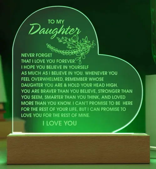 My Daughter Engraved Heart Acrylic Gift From Mom Dad Graduation Birthday Gift