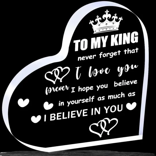To My King Fathers Day Gift Acrylic Block for Husband Boyfriend Dad 4.7"x4.7"