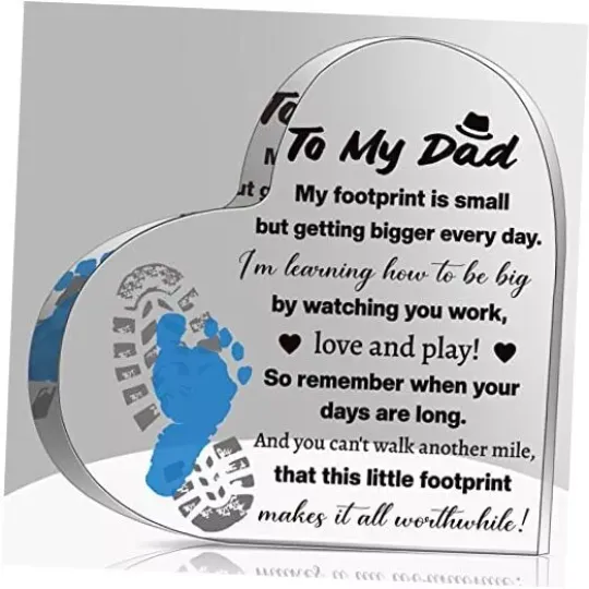 Maitys Fathers Day Gifts Heart Acrylic Keepsake and Paperweight Warm Style