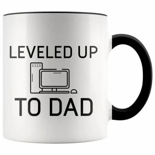 Discover Leveled Up To Dad Accent Coffee Mug Dad To Be New Dad Gamer Father's Day Gift