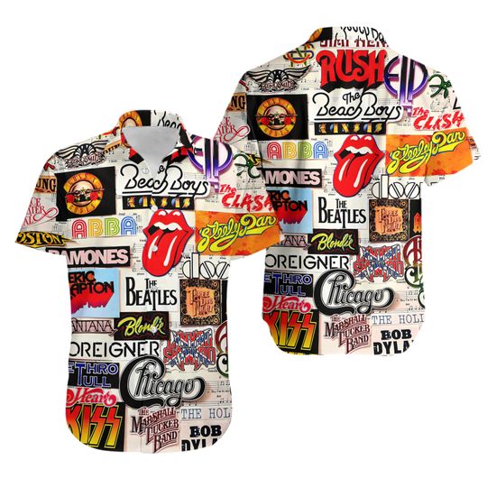 Unisex Classic Rock Hawaiian Shirt, Summer Shirts, Button Men Shirt,Hawaiian Shirt