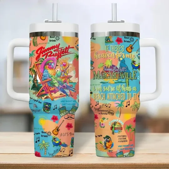 Jim my Buf fett Margaritaville 40 Oz Handle Tumbler Cup