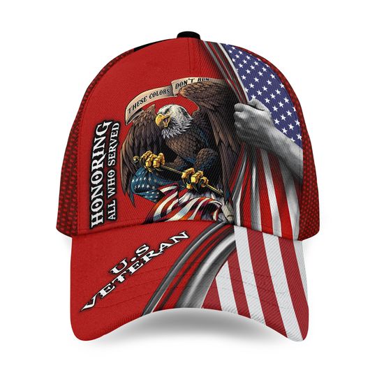 Discover Honoring All Who Served Veteran Cap, Proud Veteran Hat, Adjustable Baseball Eagle Flag Cap
