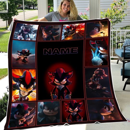 Custom Sonic The Hedgehog Blanket, Personalized Shadow Hedgehog Blanket, Custom Shadow Sonic Blanket, Sonic Blanket, Birthday Blanket