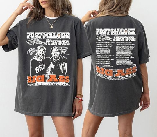 Discover Post Malone Tour Shirt, Big Ass Stadium Tour T-shirt, Posty 2025 Tour, Jelly Roll Shirt, Posty Tour Merch, Retro Western Country Music Tee