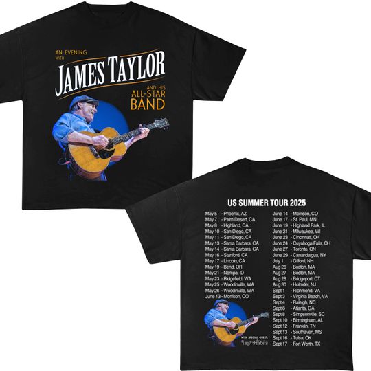Discover James Taylor Summer Tour 2025 Shirt, James Taylor 2025 Concert, James Taylor Fan Shirt, James Taylor Merch, James Taylor 90s Vintage Shirt