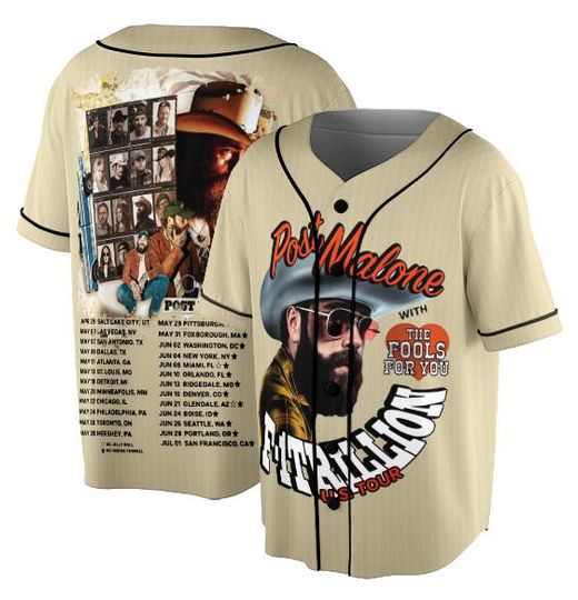 Post Malone Jelly Roll Baseball Jersey, Concert Tour Music Western 2025 Shirt, Post Malone Tour, Big Ass Stadium Tour, Posty 2025 Tour