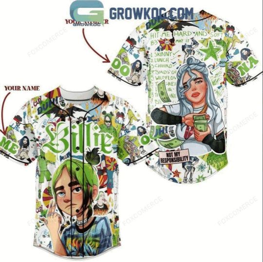 Billie Eilish Hit Me Hard And Soft Not My Responsibility Custom Baseball Jersey