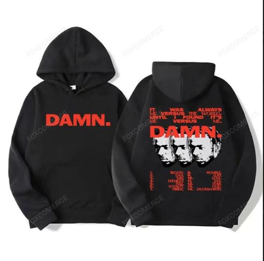 Kendrick Lamar DAMN Printed Hoodie, Vintage 90s Streetwear Sweatshirt