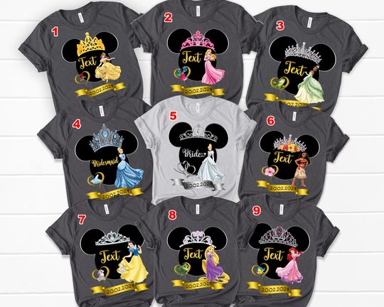 Disney World Bachelorette Party Shirts Princess Bride Shirt Maid of Honor Shirt Wedding Party T Shirts Bachelorette Princess Disneyland Tee