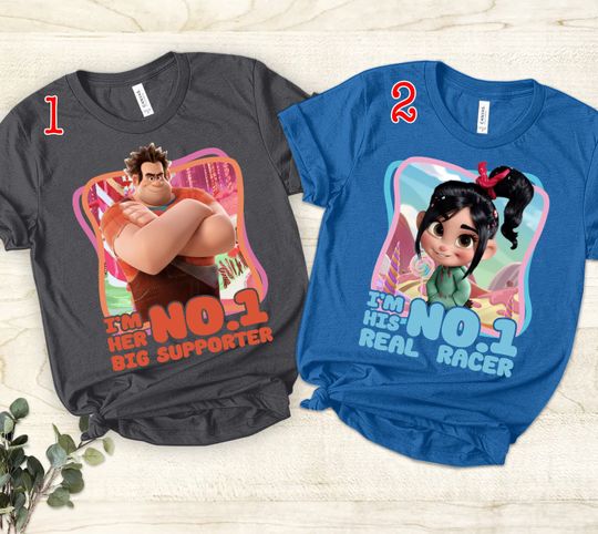 Wreck It Ralph T-Shirt, I'm His No.1 Real Racer Shirt, Ralph Vanellope  Couple Shirt, Supported Wifey and Hubby Shirt, Disney X-mas Shirt