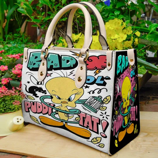Tweety Bird Leather Handbag, Disney Leather Handbag, gift Woman