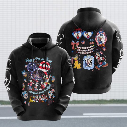 Happy 4th Of July Hoodie, Patriotic Mickey Hoodie, USA Flag Disney Hoodie, Disney Family Vacation Shirt, Fourth of July Disney Top