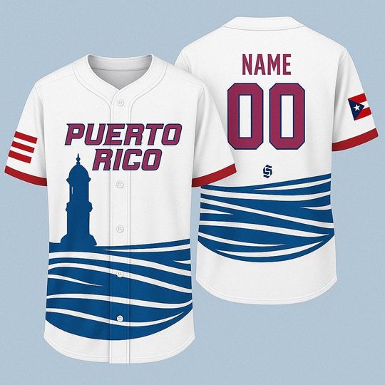 Custom Puerto Rico Baseball Jersey - Personalized Blue & White Island Pride Shirt