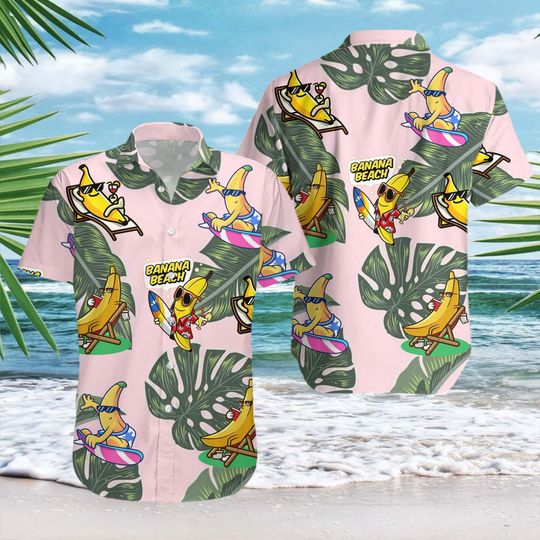 Tropical Banana Hawaiian Shirt Men Women, Funny Bananas Hawaiian Shirt Summer Beach Aloha Short Shirt, Banana Gifts, Tropical Fruit Shirt