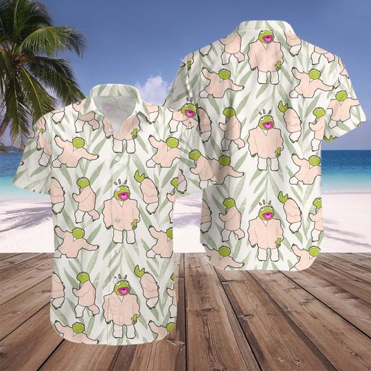 Kermit Meme Hawaiian Shirt, Funny Kermit Hawaiian Shirt, How Did I Get Here Shirt, Tropical Aloha Shirt, Funny Shirt, Summer Shirt