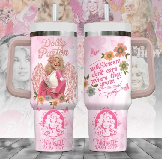 Dolly Parton Cup 40oz With Handle, Stylish Country Girl Gift Idea