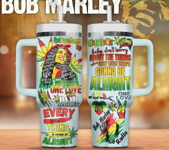 Bob Marley One Love Tumbler 40oz with Handle