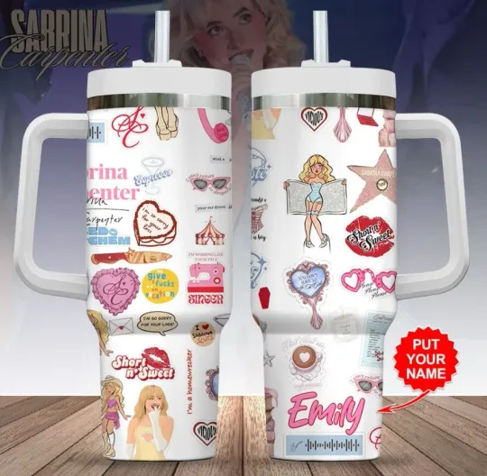 Personalized Sabrina Carpenter Tumbler 40oz with Handle