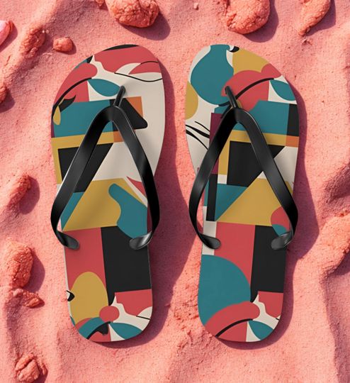Colorful Summer Flip Flops, Trendy Beach Footwear, Perfect for Vacation, Pool Parties, Summer Festivals, Stylish Sandals, Cubist Flip Flop