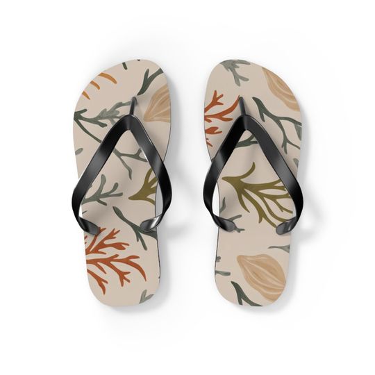 Stylish Floral Flip Flops for Summer Fun, Beach Shoes, Vacation Sandals, Poolside Footwear, Casual Slip-Ons