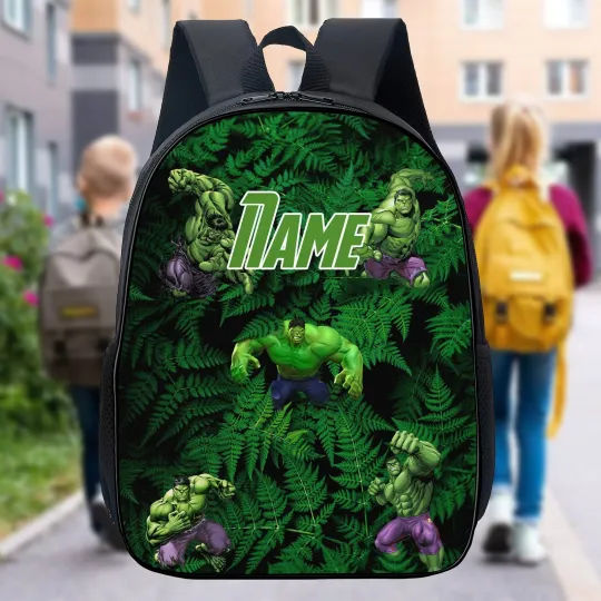 Personalize Backpack Green Superhero 3D All Over Printed Bag