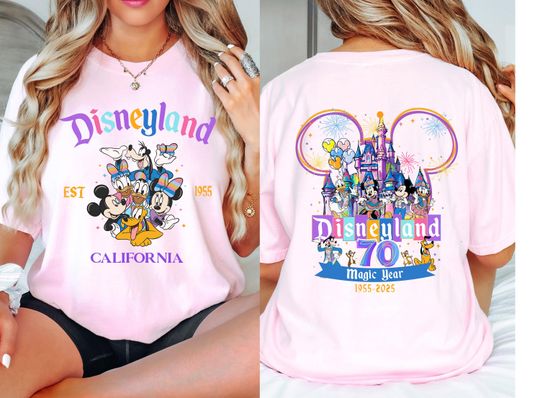 Retro Disneyland 70th anniversary 1955-2025 shirt, 70 years of magic shirt, Mickey & friends Disneyland Castle Platinum Celebration
