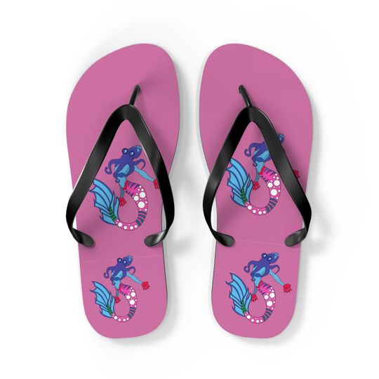Discover Whimsical Mermaid Flip Flops, Beach Footwear, Summer Vacation Sandals, Pool Party Accessories, Coastal Style