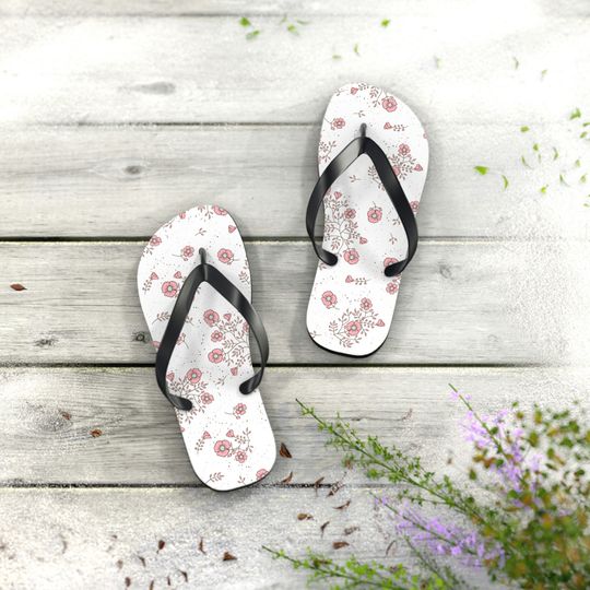 Sakura Flip Flops, Japanese inspired Floral Sandals for Women, Sakura Spring Flip Flops Slippers, Women's Beach Flip Flop Slippers