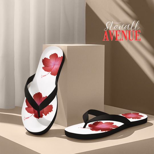 Discover Tropical Hibiscus Flip Flops, Perfect for Beach Days, Summer Getaways, Luau Parties, Vacation Footwear, Cute Summer Sandals