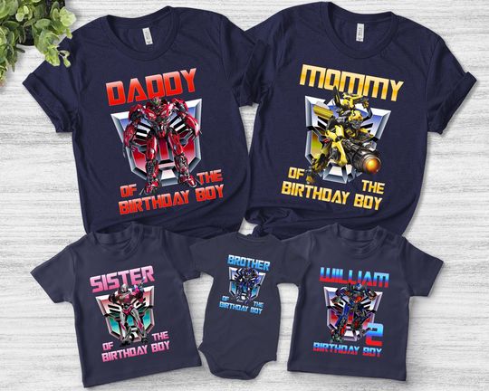 Transformers Birthday Family Matching Shirt, Transformers Rescue Bots Personalized Shirt, Custom Name and Age Birthday Shirt