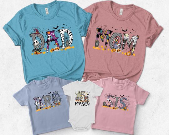 Custom Nightmare Before Christmas Family Birthday Shirt, Nightmare Before Christmas Birthday Boy,Girl Matching, Jack And Sally