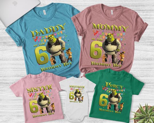 Shrek Birthday Family Matching Shirt, Green Ogre Cartoon Custom Personalized Birthday Shirt, Birthday Party Gift For Son Daughter