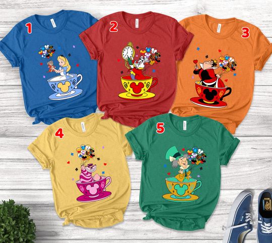 Alice in Wonderland Tea cup shirt, Disney Alice shirt, Mickey balloon shirt, Disney world Disneyland shirt, Family/Group matching