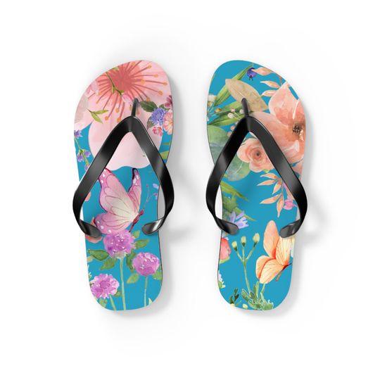 Summer Dream Flip Flops pastel color flip flops, flowers flops, summer sandals, thong, summer slippers