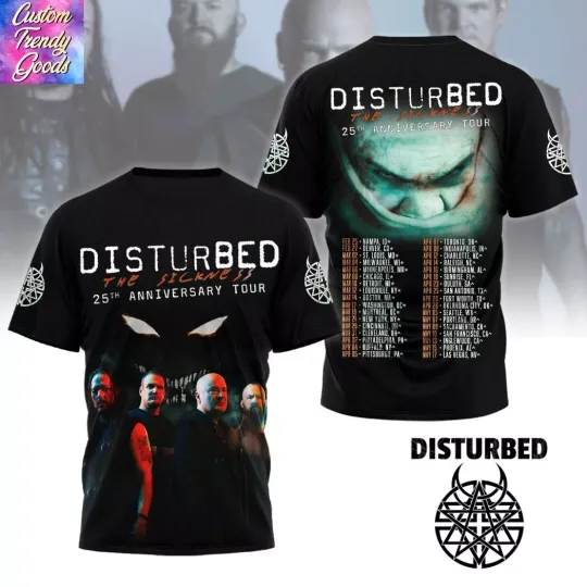 The Sickness 2025 Concert, Disturbed The Sickness 25th Anniversary Tour shirt 3D