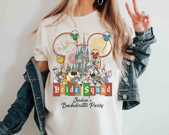 Disney Bride Squad Shirt, Disney Mickey and Friends Disney Bachelorette Party Tee, Disney Bridesmaid Tee, Disneyland Vacation Gift