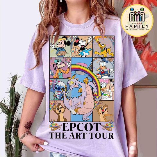 Mickey and Friends Figment The Arts Tour Disney Epcot International Festival of the Arts Shirt, Purple Dragon Figment Epcot Center Artist