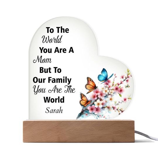 Beautiful Personalized Mother's Day Acrylic Heart Plaque Gift, Anniversary Gift For Mom
