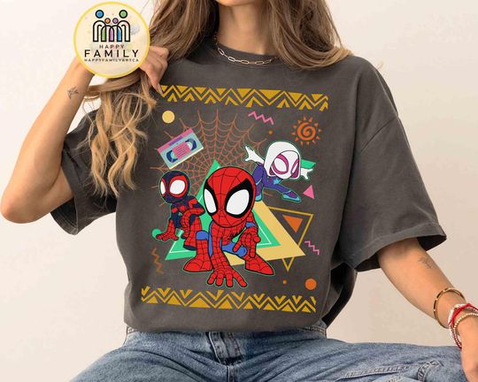 Retro 90s Marvel Spidey and His Amazing Friends Shirt, Ghost Spider Spin Matching Tee, Disney MCU Comic Tee, Disneyland Family Trip Gifts