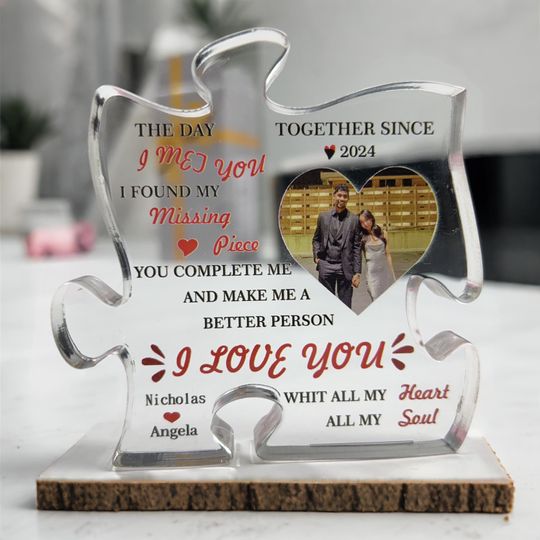 Missing Puzzle Piece Acrylic Plaque, Gift For Wife Fiance Girlfriend, Custom Name and Photo GiftGraduation KeepsakeMother's Day gift