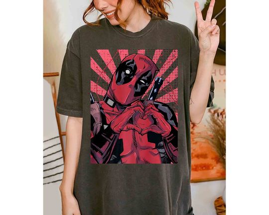 Discover Funny Marvel X-Men  Deadpool Closed Hand Heart Shirt, Deadpool and Wolverine Movie 2025 Shirt, Marvel Jesus Shirt, Sarcastic Marvel Avengers