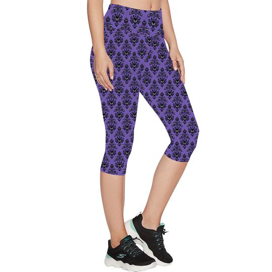 Haunted Mansion Yoga Capri Leggings | Halloween legging Yoga Pants | Kawaii Clothes | Halloween Gift For Women