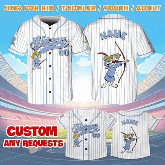 Robin Hood Skippy Jersey Shirt, Disney Robin Hood Baseball Jersey, Skippy Rabbit Cosplay, Disney World Shirt, Disney Family Shirts