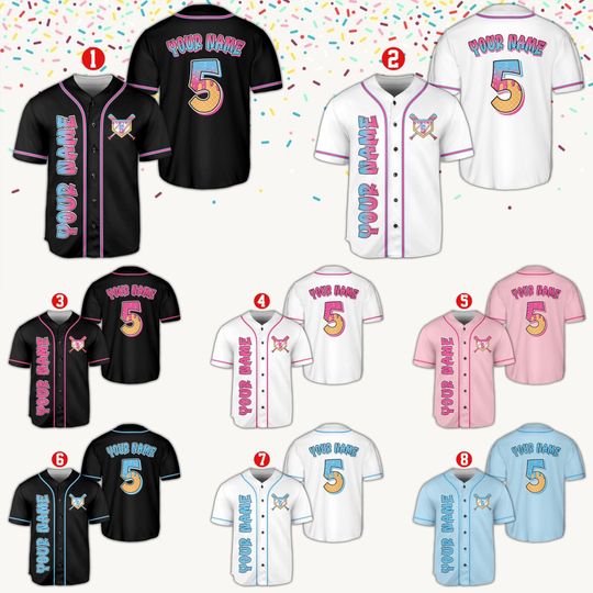 Custom Ice Cream Drip Baseball Jersey, Personalized Sprinkle Drip Baseball Jersey, Matching Family Birthday Outfit, Game Day Summer Outfit