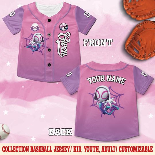 Personalized Ghost Spider Spidey And His Amazing Friends Baseball Jersey, Baseball Jersey Kids, Youth, Adult, Spider Birthday Jersey
