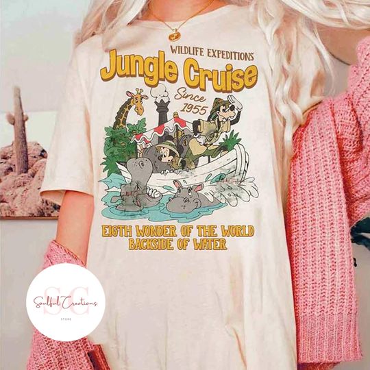 Vintage Mickey and Friends Jungle Cruise Ride Backside Of Water T-shirt, Disneyland Family Matching Vacation, Disney Birthday
